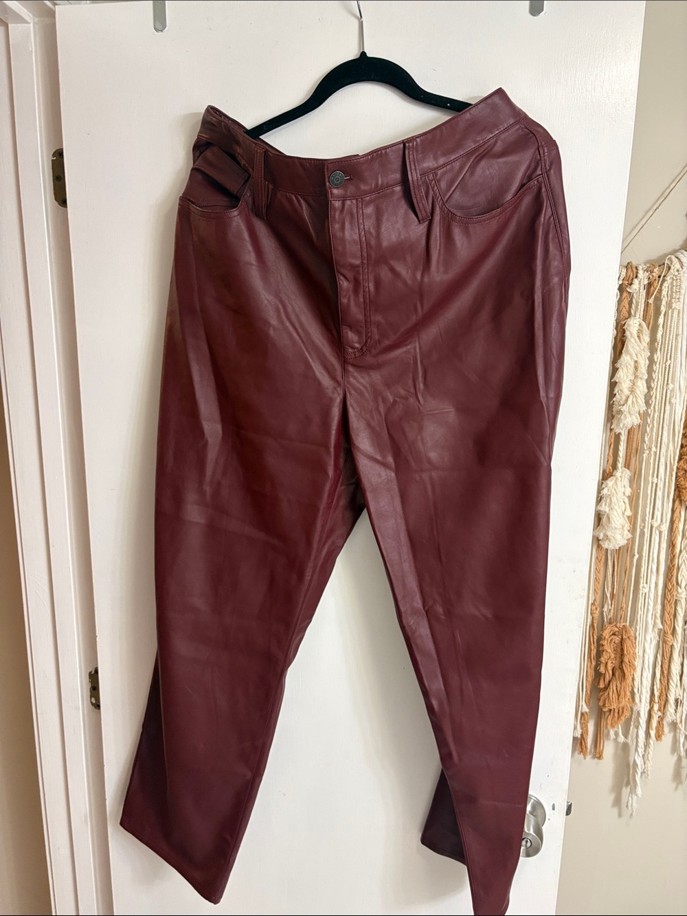 Madewell perfect straight Burgundy Faux Leather pants